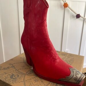 Free People Italian Leather Boots (red)